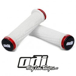 Gripy- ODI Grips Troy Lee Designs Signature ATV Lock-on Bonus pack White w/Red Clamps 